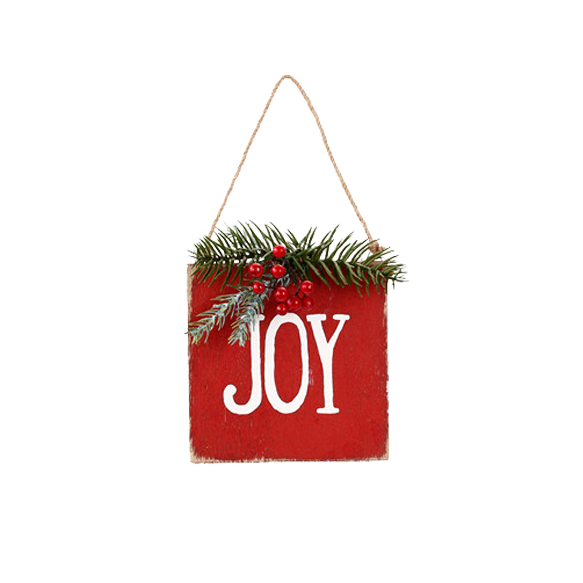 Northlight 7" Hanging "JOY" Christmas Wall Decor with Pine and Berries